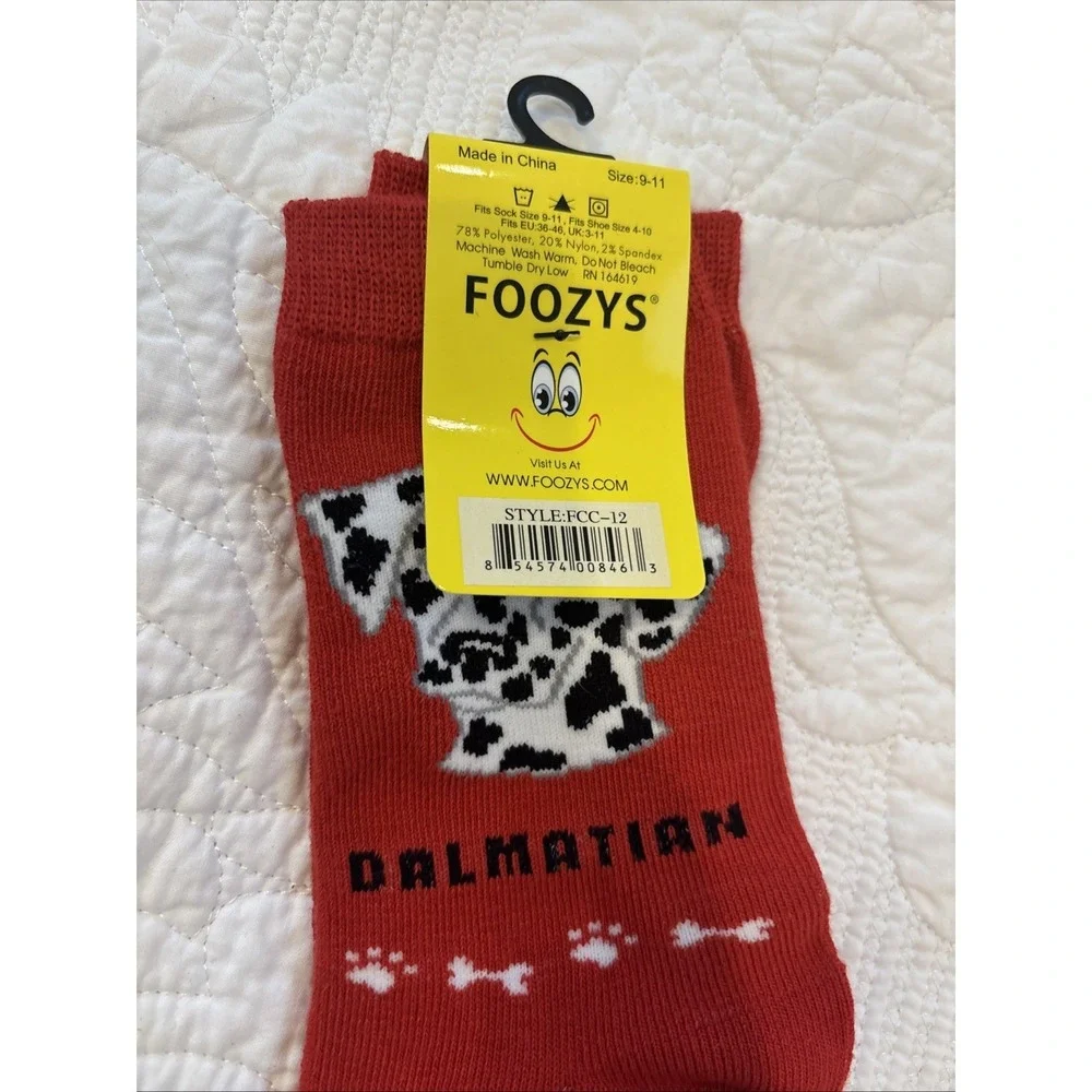 Foozy's Canine Collection‎ Dalmatian Socks Women SZ 9-11 Red Polyester Blend New